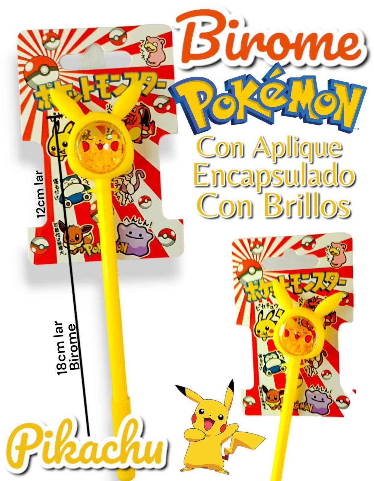 Birome Pokemon Con Aplique Encapsulado Con Brillos (Con Carton Exhibidor)